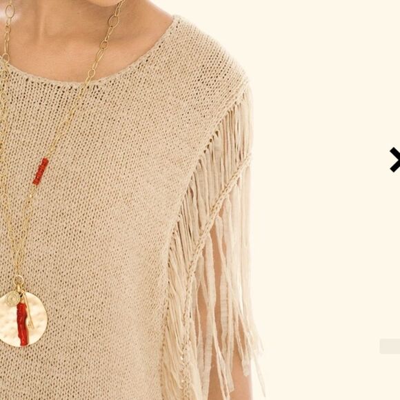 Chico’s Tarrin Artisanal Weaving Fringe Sleeves Poncho Style Sweater Sz … - Picture 4 of 12